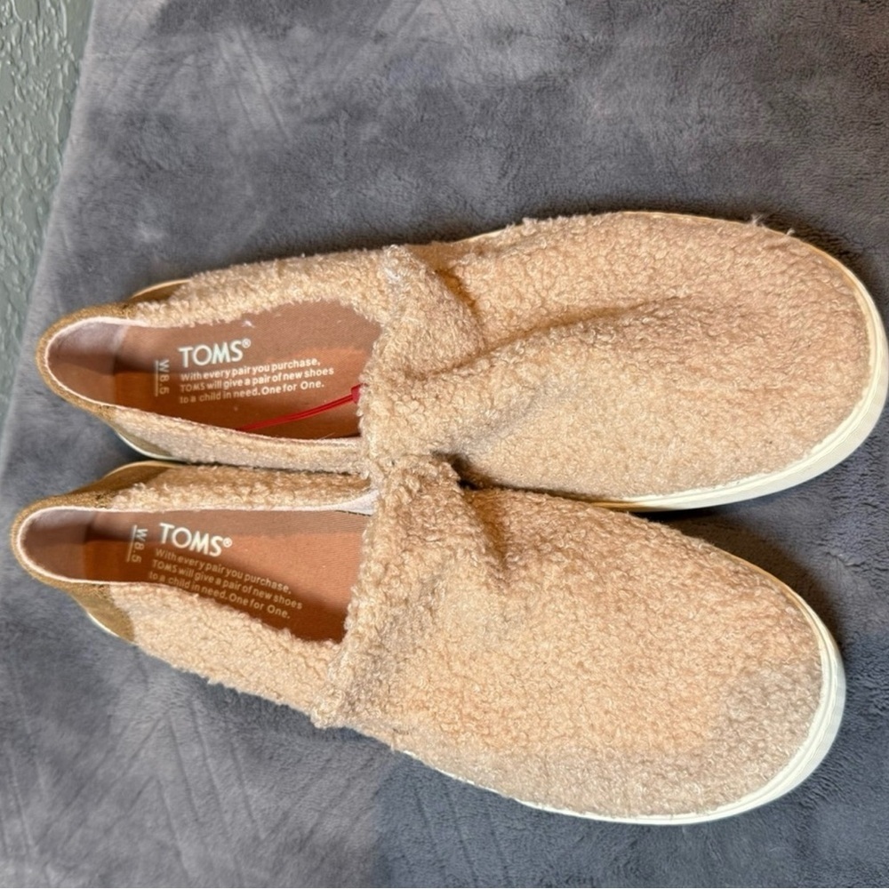 Toms Beige Fleece Slip-On Shoes